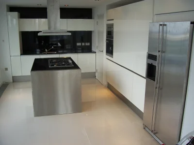 kitchen with bespoke furniture and extractor hood