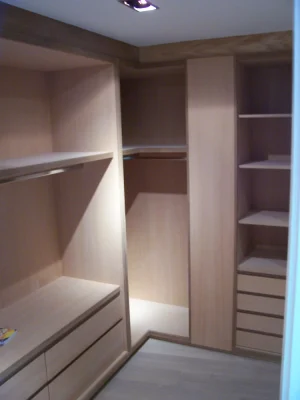 dressing room with bespoke furniture and installed lighting
