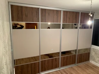 built in wardrobe with small mirrors