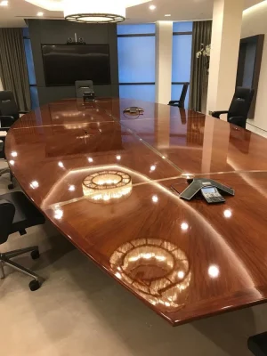 conference room table after refurbishment